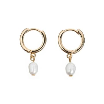 Timi Pearl Small Hoop Earrings In Gold