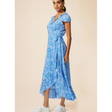 Aspiga Demi Wrap Dress Painted Floral Blue/white