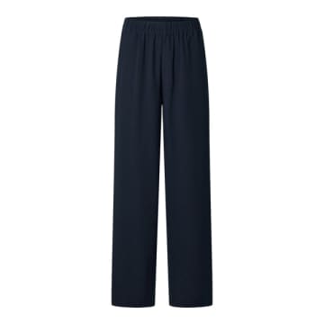 Selected Femme Slftinni Dark Sapphire Relaxed Wide Trousers In Black