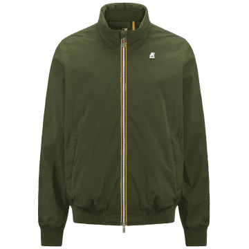 Shop K-way Amaury Strech Nylon Jersey Jacket Green Cypress