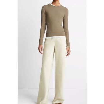 Vince High Waist Satin Trousers In Neutral