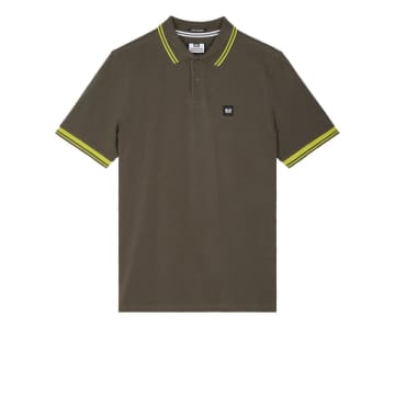 Weekend Offender Levanto Polo With Contrast Tipping In Castle Green/limeish