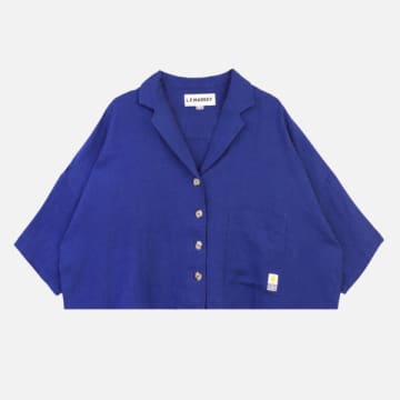 Lf Markey Maxim Linen Shirt Cobalt In Blue