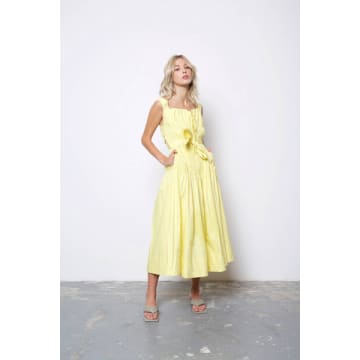 Amy Lynn Juno Ruched Front Tie Midi Dress In Yellow