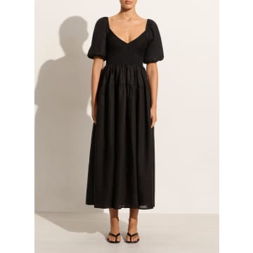Shop Faithfull The Brand Rosarico Midi Dress Black