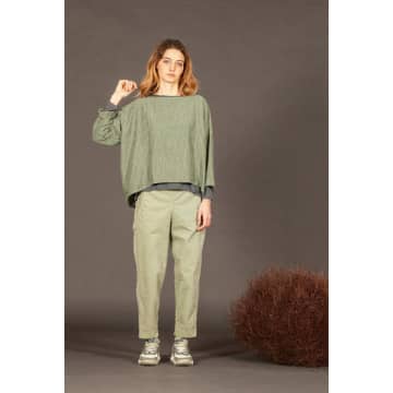 Mama B Terra V Trousers In Pale Green Cotton Needlecord