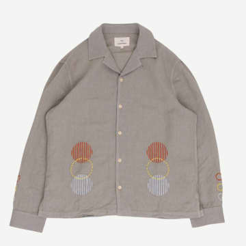 Folk Ls Soft Collar Shirt Olive Sun Embroidery Damien Poulain In Gray