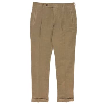 Fresh Positano Lyocell Linen Pleated Chino Pants In Walnut In Brown