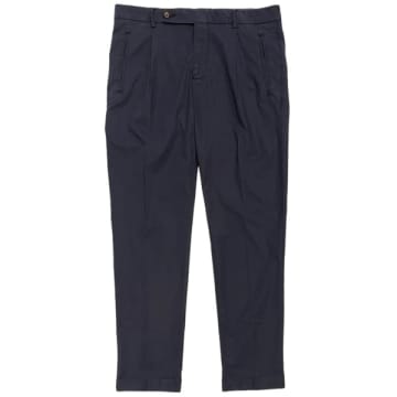 Fresh Nervi Cotton Lyocell Pleated Chino Pants In Navy In Blue