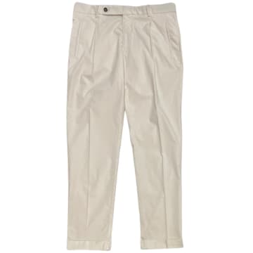 Fresh Nervi Cotton Lyocell Pleated Chino Pants In Milk In White