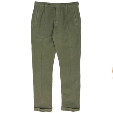 Fresh Positano Lyocell Linen Pleated Chino Pants In Green