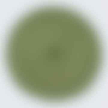 Tapete de mesa circular de sisal tejido a mano verde y natural