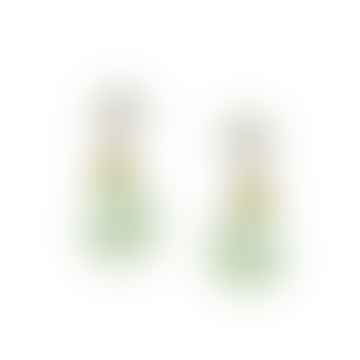White Pearl Green Amethyst Earrings