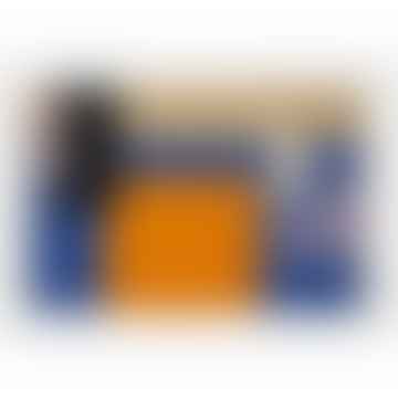 Baumwollteppich mit geometrischem Muster Blau Orange Klein