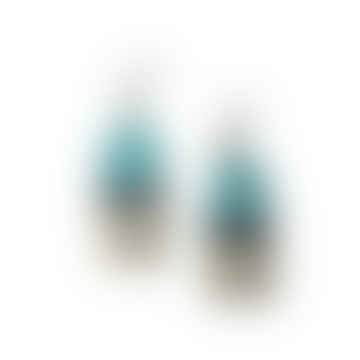 Ceramic Dangle Ear Rings Light Blue