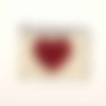 Medium Cream Bag Red Glitter Heart
