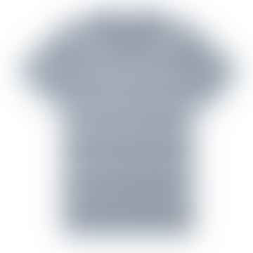 T-shirt ras du cou classique bleu ardoise bleu acier blanc glace à rayures tricolores