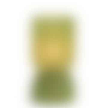 Olivengrün -Rippenglas -Batterie -Tischlampe