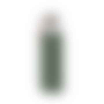 Botella de agua en vidrio de borosilicato duro con tapa de silicona oliva