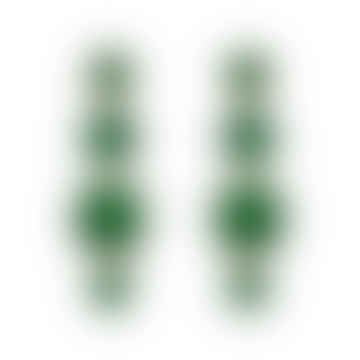 Emerald Green 4 Stones Diamantine Post Earrings