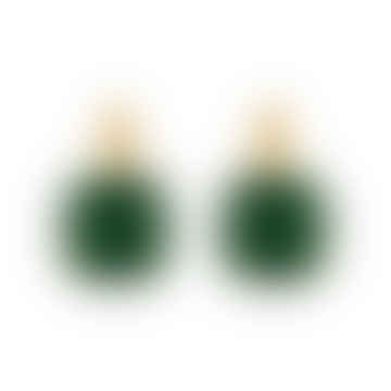Square Emerald Green Stone Diamantine Sleeper Earrings