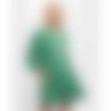 Nancy Polka Dot Print Long Sleeve Mini Dress In Green