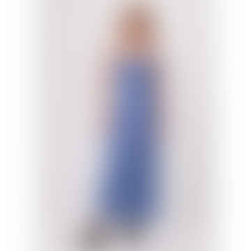 Porzellan Hanf Check Maxi Kleid - elektrisch blau