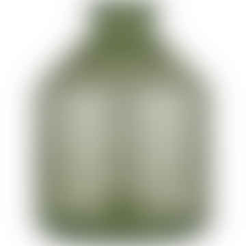 Green Glass Bottle With Flower Emblem Design Large