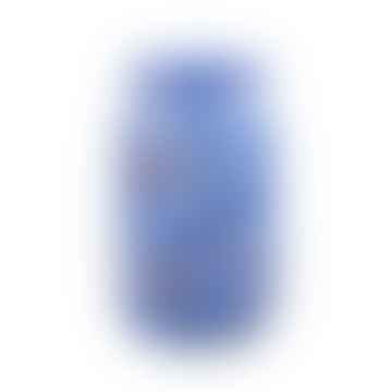 Hand Blown Splash Vase – Blue – Roll Neck
