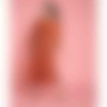 Bari Long Cotton Ruffle Dress, Heron Orange