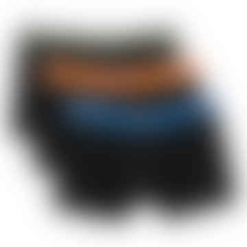 Confezione da 3 boxer elasticizzati in cotone 5h3401 - neri con blu/arancione/cachi