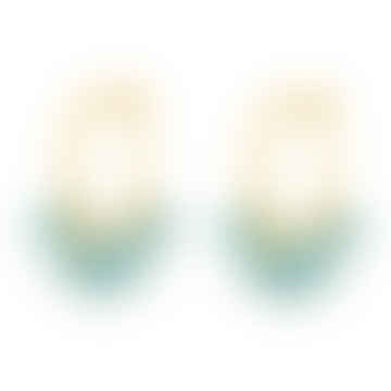 Boucles d'oreilles Marina Hoop en or avec un cluster de perles de pierres précieuses turquoise