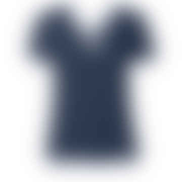 Navy Short Sleeve V Lace Detail T Shirt