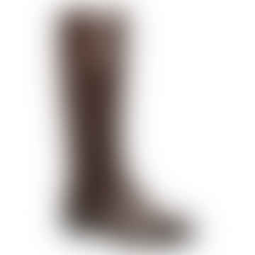 Botas altas de la rodilla marrón chocolate en cuero y gamuza