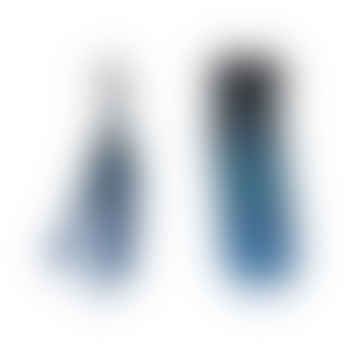 Short Fringe Earrings - Black & Blue Nebula