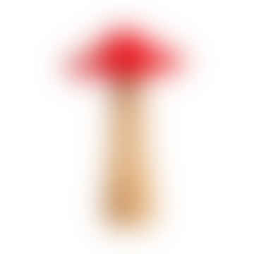 : Large Red Mushroom Decoration - Wooden
