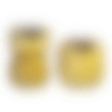 Two Piece Mustard Colour Glass Tea-light Holder