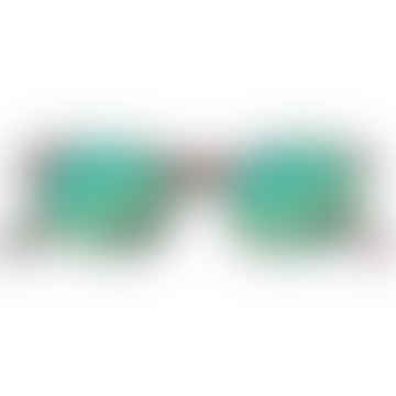 Occhiali da lettura da sole forma C in tartaruga verde con lenti a specchio