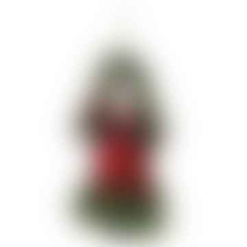 Red Glass Santa w/Fir Tinsel 13cm