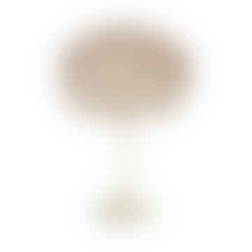 Lampe de table Eos moyenne plume marron clair avec pied Santé en laiton brossé