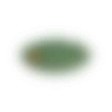 Placa de hoja verde con un caracol - barro pintado a mano