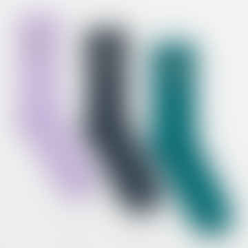 3 Pack Valley Grove Logo Socks in Blue & Purple
