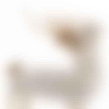 Figure de cerf décorative tricorée blanche petite