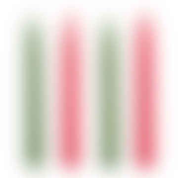 Velas de cena en espiral Boho, rojo/verde, paquete de 4
