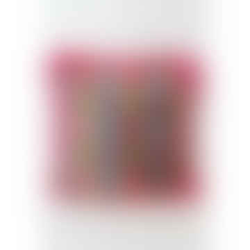 My Doris usbekisches handgewebtes quadratisches Kissen aus Seidensamt, Pink
