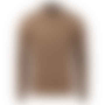 Biscuit Brown Textured Merino Half Zip Sweater