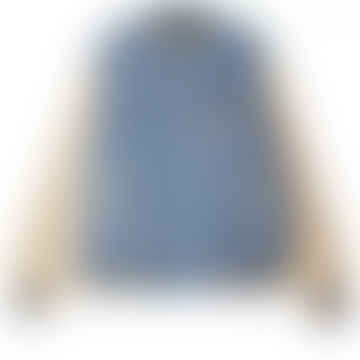 Care Denim Varsity Jacket - Light Indigo Multi