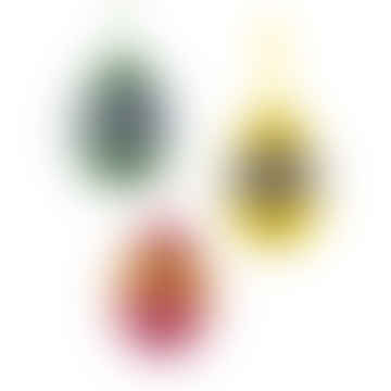 Set di 3 piccole uova Ombré a nido d'ape - verde, rosa e giallo