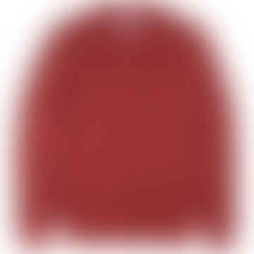Suéter de cuello redondo de algodón crepe en rojo de cayena