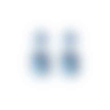Boucle d'oreille de gemmes à facettes en larme et rectangle en bleu pâle